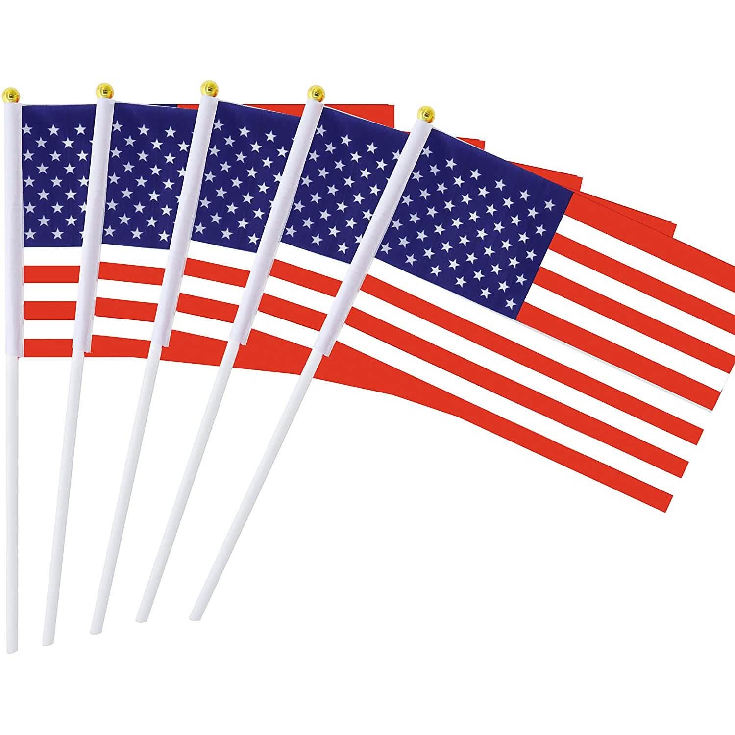 100-Pack: Handheld Small Miniature American Flag
