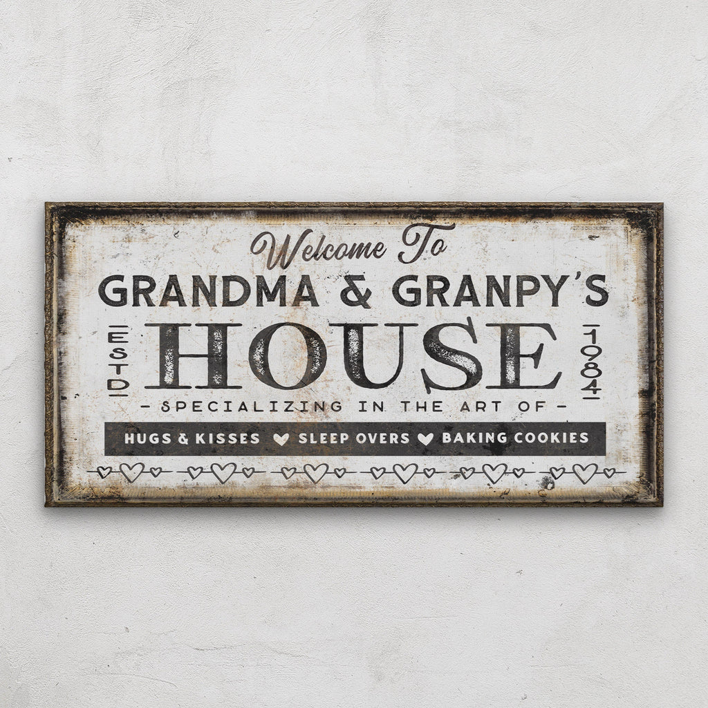 Grandma & Grandpas House Canvas Sign | Personalizable Grandparent Gift