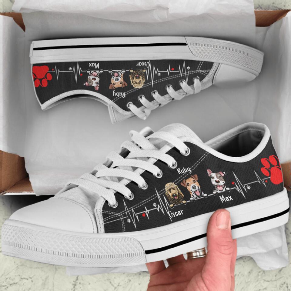 Personalized Heart Beat Dog Sneakers - Up to 3 Dogs - Gift Idea For Dog Lover