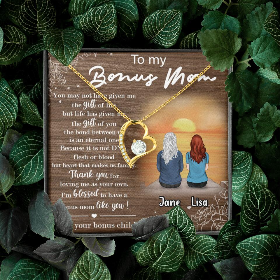 Personalized Bonus Mom Necklace - Up to 5 People - Mother's Day Gift For Mom - To My Bonus Mom