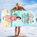 Personalized Beach Girl Beach Towel - Gift Idea For Beach Girls/Beach Lovers - I'm A Flip Flop Wearin' Wine Drinkin' Sun Bathin' Beach Goin' Kinda Girl