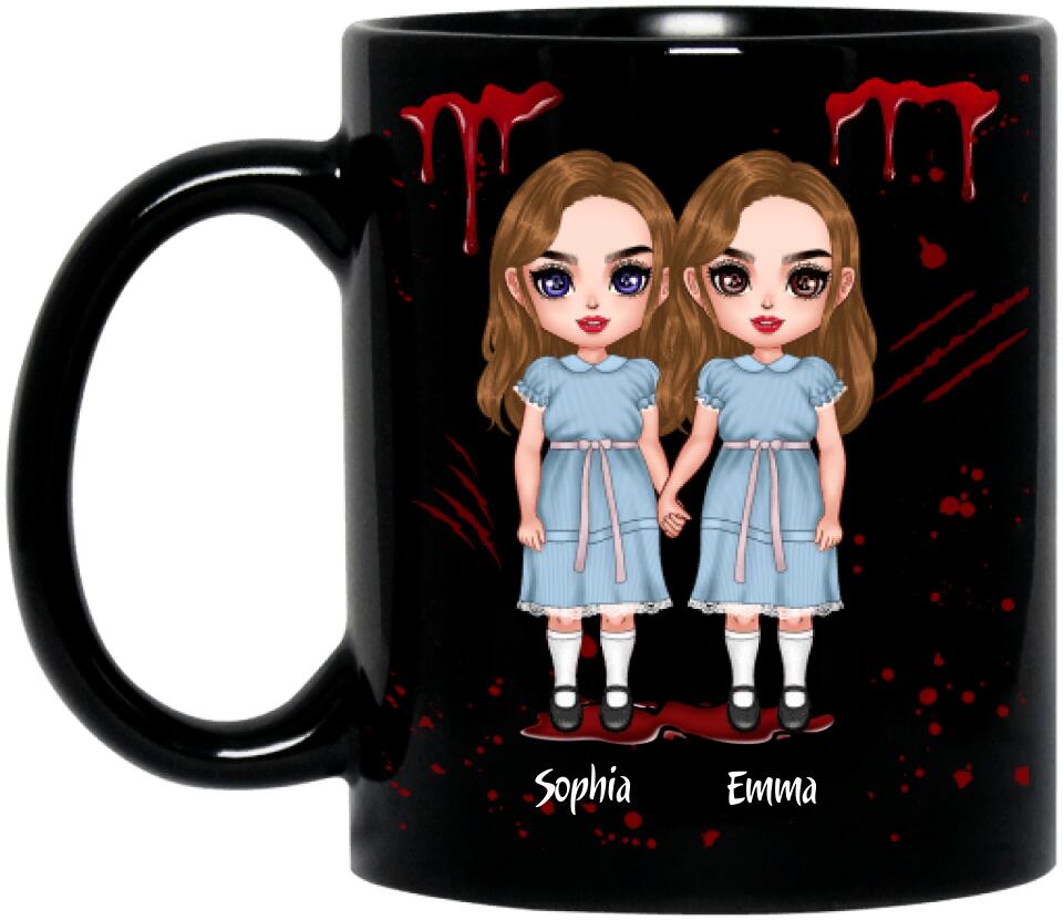 Personalized Besties Coffee Mug - Halloween Gift for Best Friends - Up to 4 Besties - Come play with us forever and ever and ever