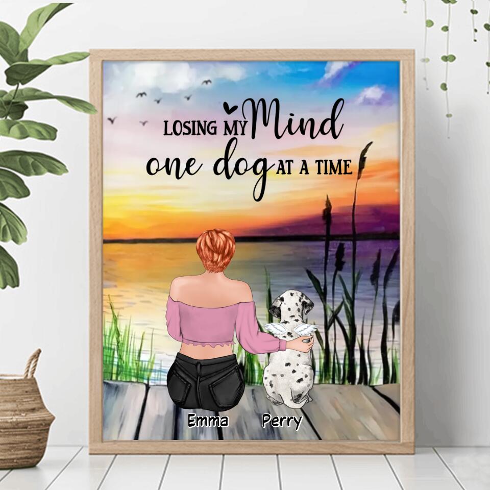 Custom Personalized Pet Mom/Dad Vertical Poster - Gift Idea For Pet Owner with up to 5 Dogs/ Cats - Losing My Mind One Dog At A Time