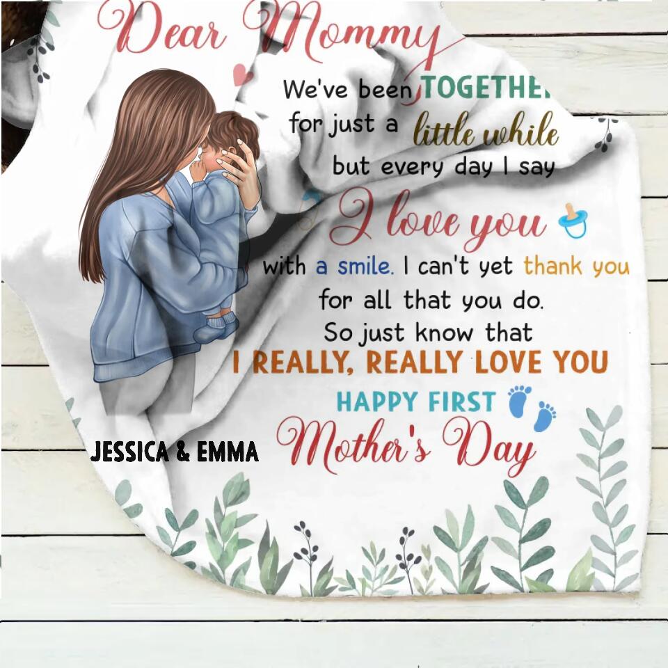 Personalized Mom & Baby Quilt/Fleece Throw Blanket - Gift Idea For First Mother's Day - I Really Really Love You