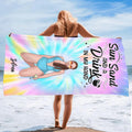 Personalized Bikini Girl Beach Towel - Gift Idea For Girl/Beach Lovers - Sun Sand And A Drink In My Hand
