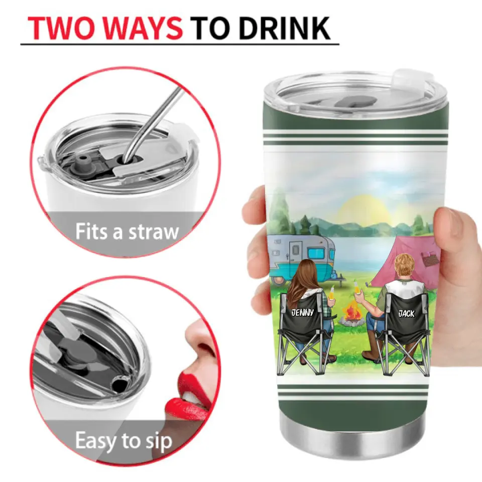 Personalized Camping Couple Tumbler - Gift For Camping Lovers/Mother's Day Gift From Husband - I Married My Camping Buddy