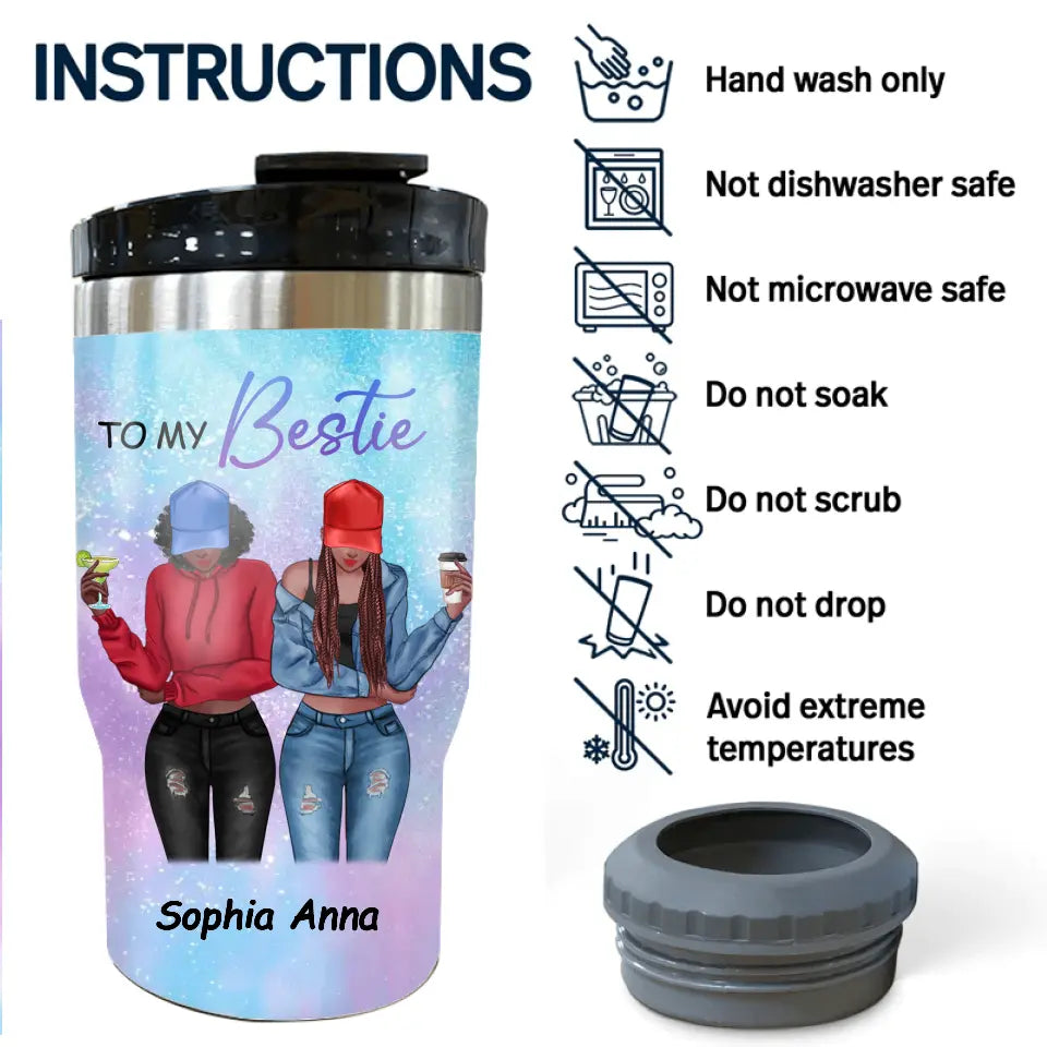 Personalized Besties 3 In 1 Can Cooler - Gift Idea For Best Friends/Besties - I Promise You Won't Have To Face Them Alone