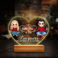 Personalized Couple Heart Acrylic Light Night - Gift Idea For Him/Her - I'm Yours No Returns Or Refunds