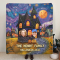 Personalized Halloween Family Quilt/Fleece Throw Blanket - Upload Up to 9 Photos - Gift Idea For Halloween/Family - Halloween 2023