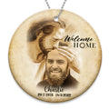 Personalized Memorial Photo Circle Wooden Ornament - Memorial Gift Idea For Family Member/Pet Owner - Welcome Home