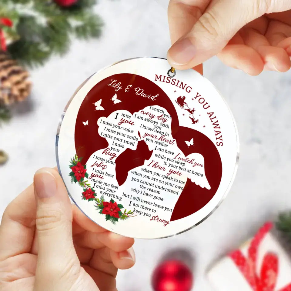 Personalized Couple Circle Acrylic Ornament - Memorial Gift Idea For Couple - Missing You Always