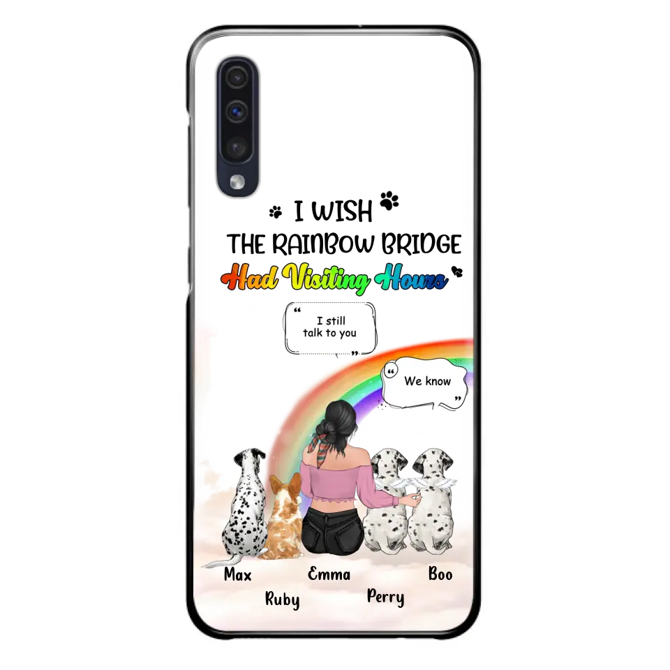 Personalized Pet Mom Phone Case - Up to 4 Pets - Memorial Gift Idea for Dog/Cat Lovers - I Wish The Rainbow Bridge Had Visiting Hours - Case for iPhone/Samsung