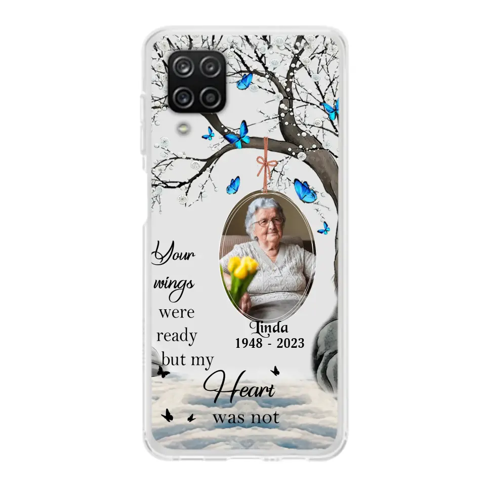 Personalized Memorial Photo Phone Case - Upload Photo - Memorial Gift Idea For Family Member - Your Wings Were Ready But My Heart Was Not - Case For iPhone/Samsung