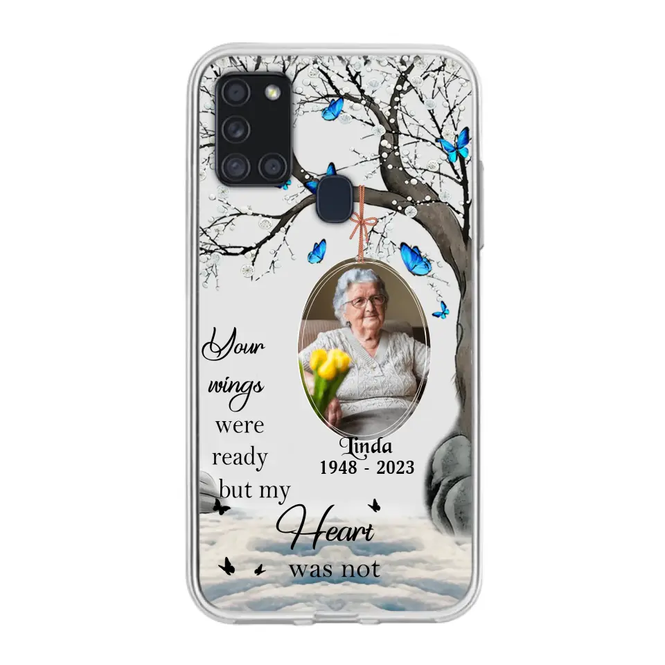 Personalized Memorial Photo Phone Case - Upload Photo - Memorial Gift Idea For Family Member - Your Wings Were Ready But My Heart Was Not - Case For iPhone/Samsung