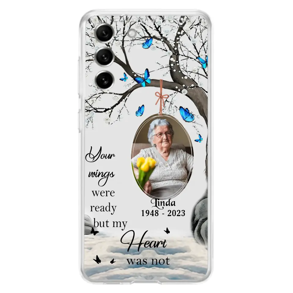 Personalized Memorial Photo Phone Case - Upload Photo - Memorial Gift Idea For Family Member - Your Wings Were Ready But My Heart Was Not - Case For iPhone/Samsung