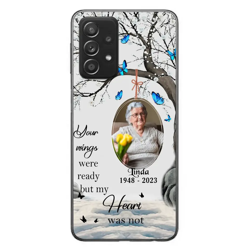 Personalized Memorial Photo Phone Case - Upload Photo - Memorial Gift Idea For Family Member - Your Wings Were Ready But My Heart Was Not - Case For iPhone/Samsung