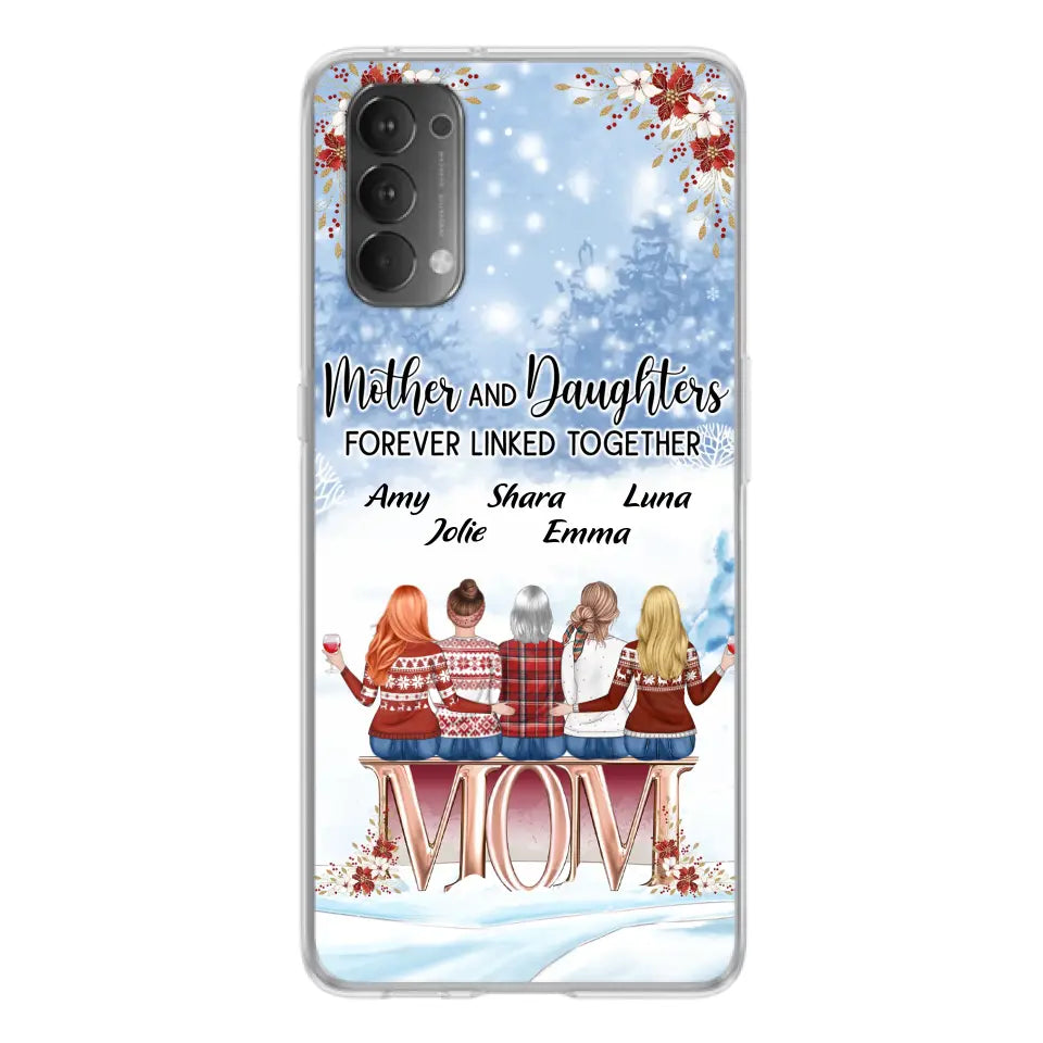 Personalized Mom Phone Case - Mother With Up to 4 Daughters - Gift Idea For Mother's Day From Daughter - Mother And Daughters Forever Linked Together - Case For Oppo/Xiaomi/Huawei