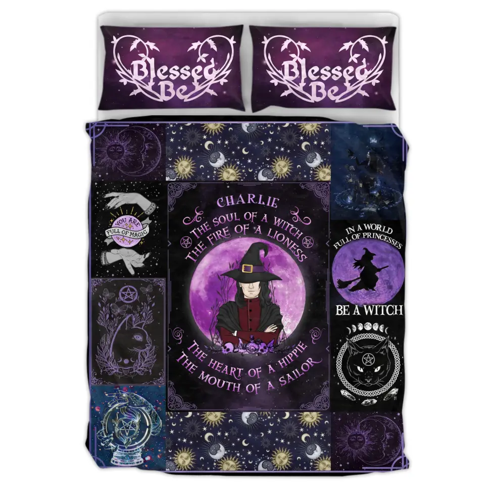 Personalized Witch Male Quilt Bed Sets - Gift Idea For Witch Lovers - The Soul of A Witch