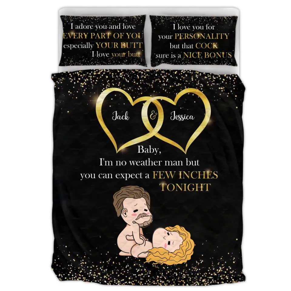 Personalized Couple Quilt Bed Sets - Gift Idea For Him/Her - Baby I'm No Weather Man