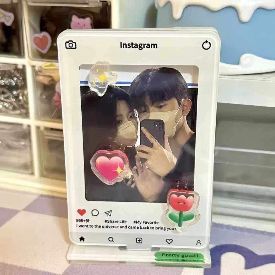 Acrylic Custom Cute Emojis Photo Frame - Gift Idea For Couple/Him/Her