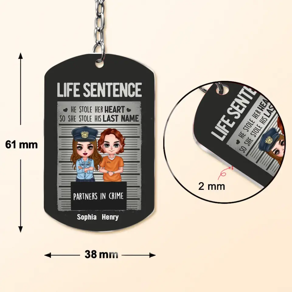 Personalized Couple Partners In Crime Aluminum Keychain - Gift Idea For Couple/Him/Her - He Stole Her Heart So She Stole His Last Name