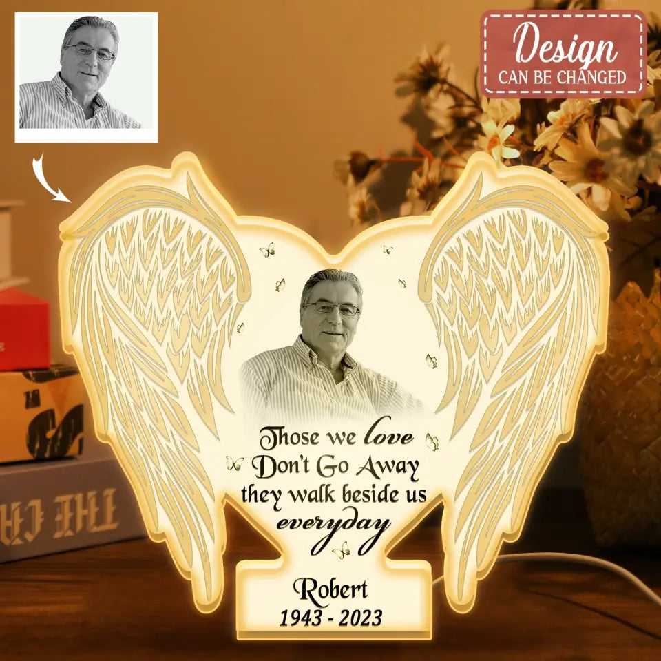 Personalized Memorial Pet Wings Photo Light Box Light - Memorial Gift Idea For Family Member - Best Friends Come Into Our Lives And Leave Paw Prints On Our Hearts