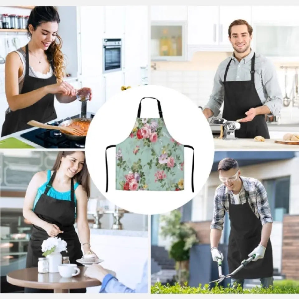 Personalized Cat Mom/Cat Dad Fashion Home Pocketless Apron - Up to 3 Cats - Gift Idea for Cat Lovers/Cooking Lover - Never Underestimate An Old Man With Cats And Cooking Skills