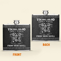 Personalized Viking Blod Leather Flask - Father's Day Gift Idea For Dad - Don't Touch Or I Will Drink It From Your Skull