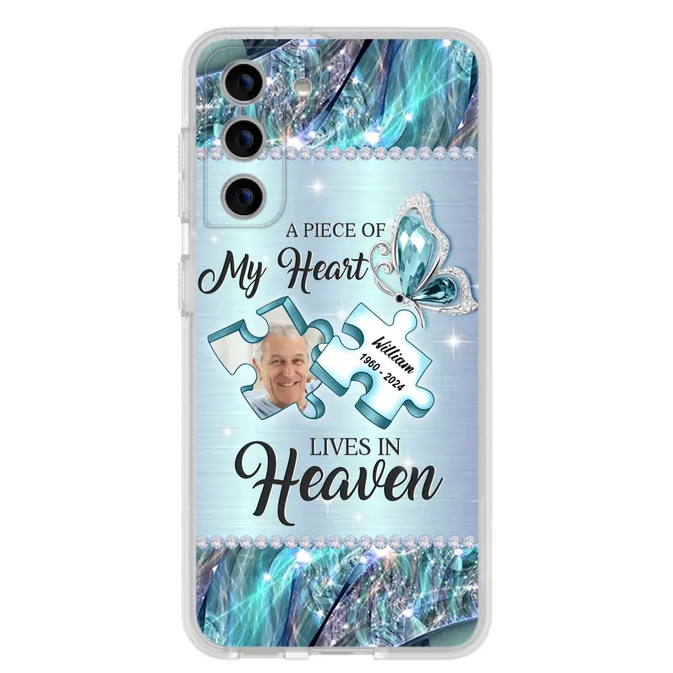 Personalized Memorial Photo Phone Case - Memorial Gift Idea for Father's Day - A Piece Of My Heart Lives In Heaven - Case for iPhone/Samsung