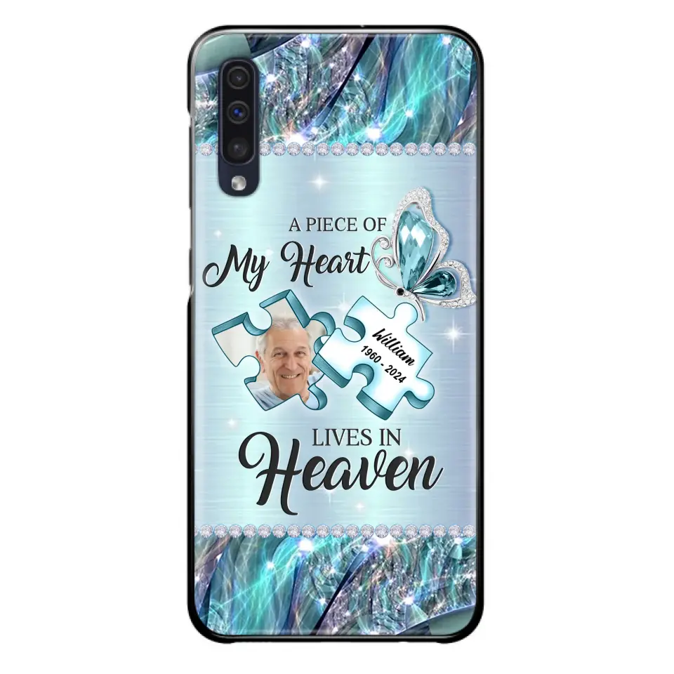 Personalized Memorial Photo Phone Case - Memorial Gift Idea for Father's Day - A Piece Of My Heart Lives In Heaven - Case for iPhone/Samsung