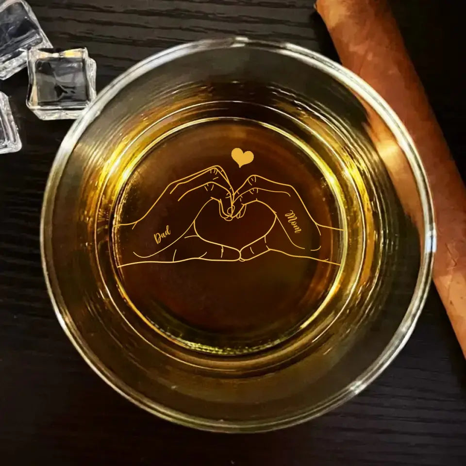 Personalized Family Engraved Whiskey Glass - Gift Idea For Family with up to 5 Kids
