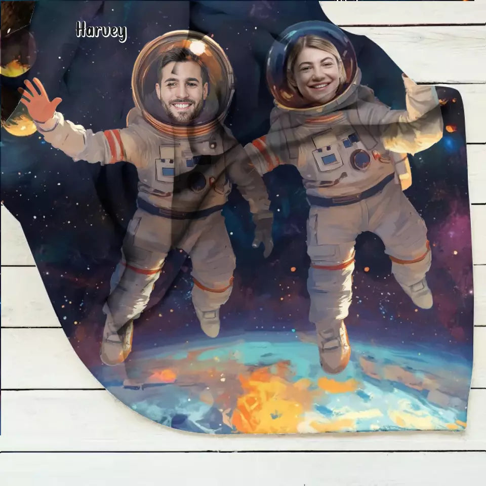 Personalized Astronus Fleece Throw Blanket & Quilt - Adult/Couple/Parents With Up to 5 Kid  - Upload Photo - Gift Idea For Family