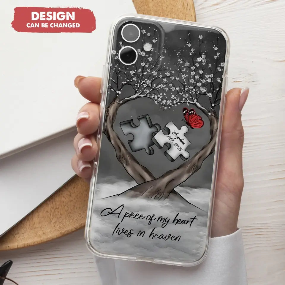 Custom Personalized Memorial Phone Case - Memorial Gift Idea For Family Member - Case For iPhone/ Samsung - A Piece Of My Heart Lives In Heaven