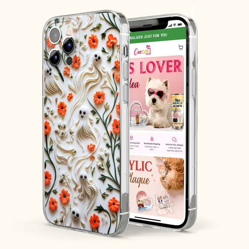 Custom Personalized 3D Clay Boo Phone Case - Halloween Gift Idea - Case For iPhone/ Samsung