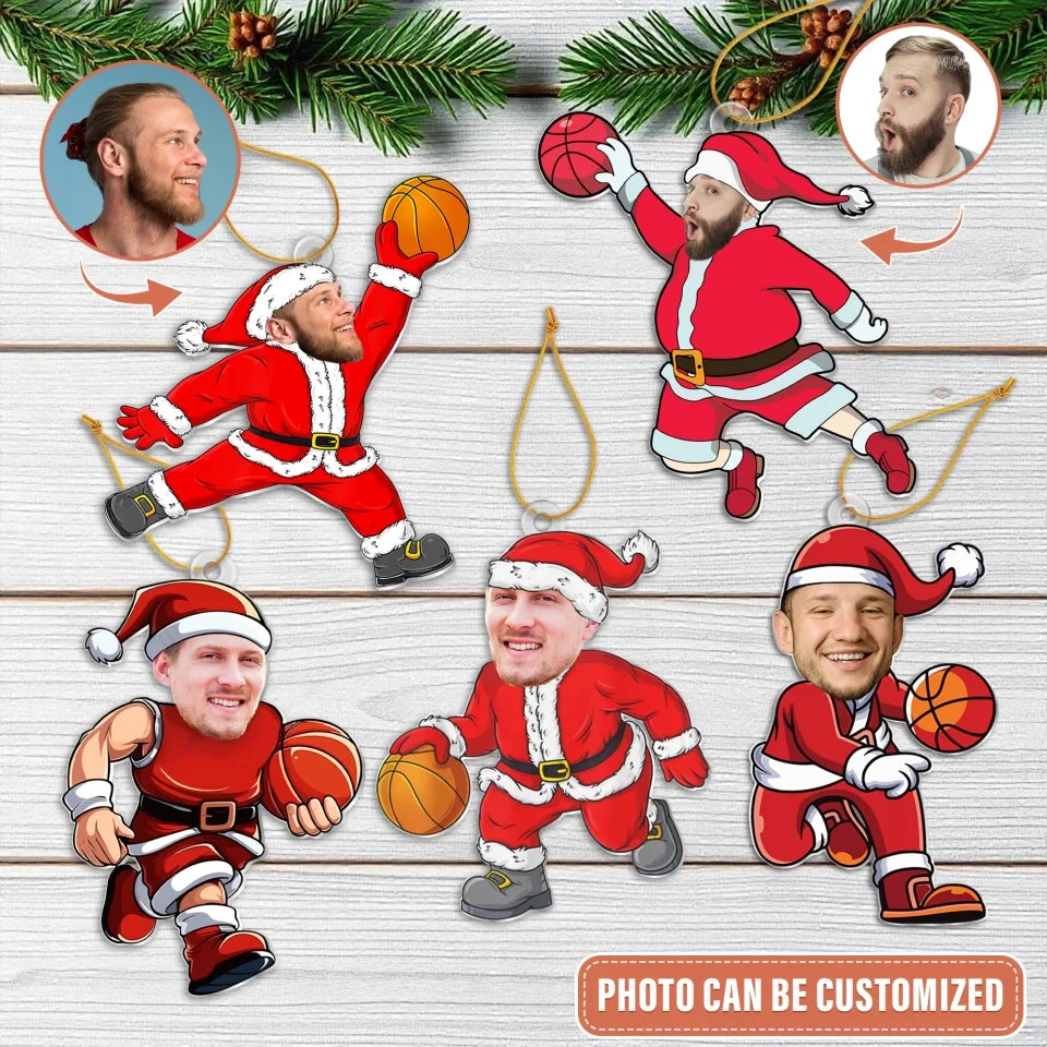 Personalized Santa Claus Basketball Acrylic Ornament - Christmas Gift Idea For Man, Father, Friend