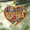 Personalized Reading Girl Wooden Ornament - Christmas Gift Idea For Book Lover