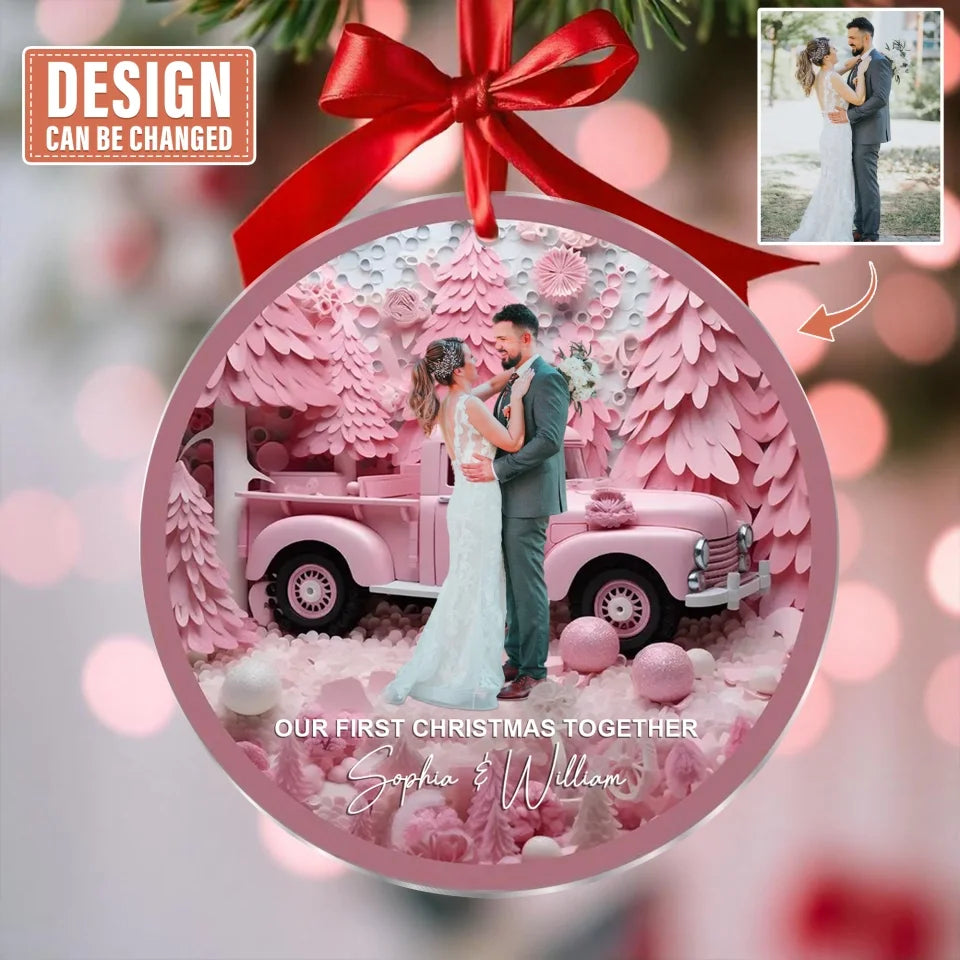 Personalized Couple Circle Acrylic Ornament - Upload Photo - Christmas/Anniversary Gift Idea For Couple