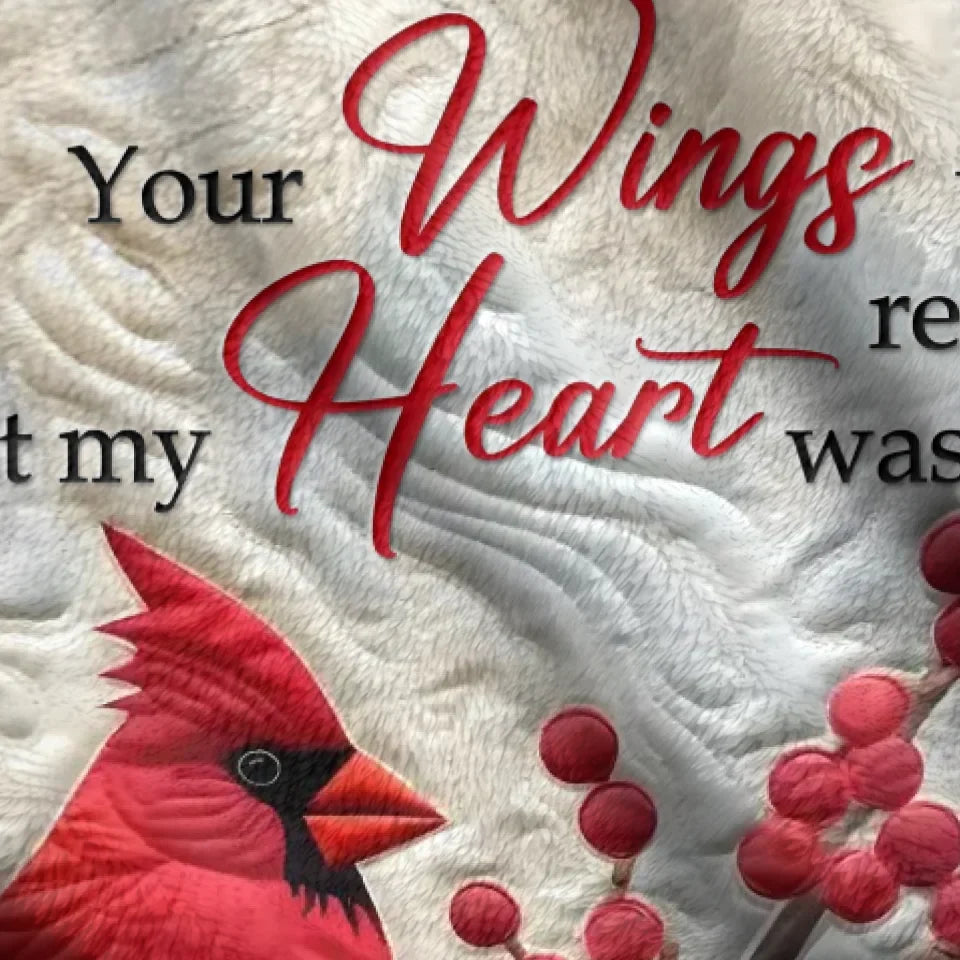 Personalized Memorial Christmas Quilt/Fleece Throw Blanket/Pillow Cover - Memorial Gift Idea - Your Wings Were Ready But My Heart Was Not