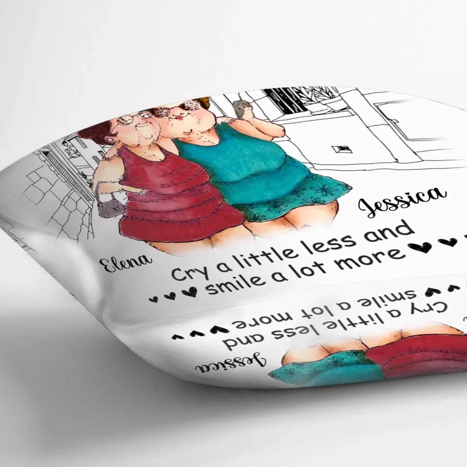 Personalized Old Friend Pillow Cover - Gift Idea For Old Friend - Because Of You I Laugh A Little Harder