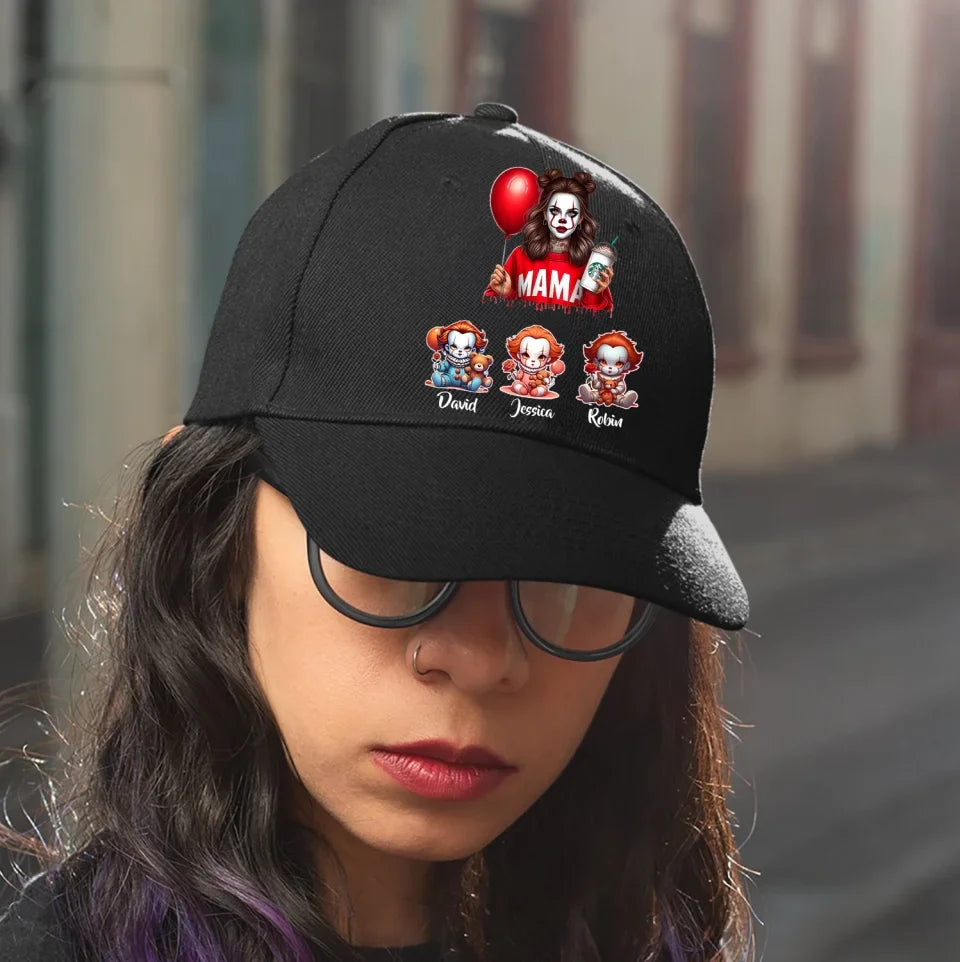 Personalized Horror Mom Baseball Cap - Halloween Gift Idea For Mom with up to 6 Kids