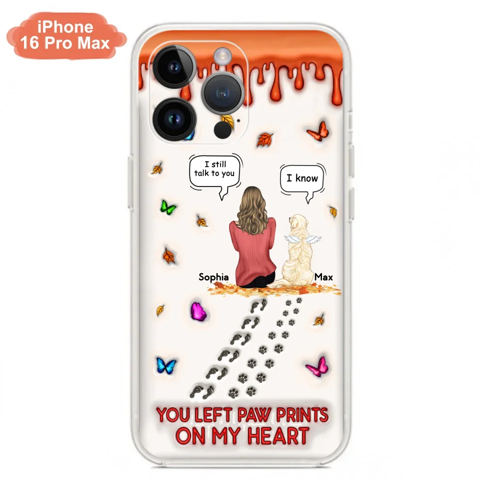 Personalized Memorial Dog Phone Case - Memorial Gift Idea For Dog/Cat Lover - Case For iPhone/Samsung - You Left Paw Prints On My Heart
