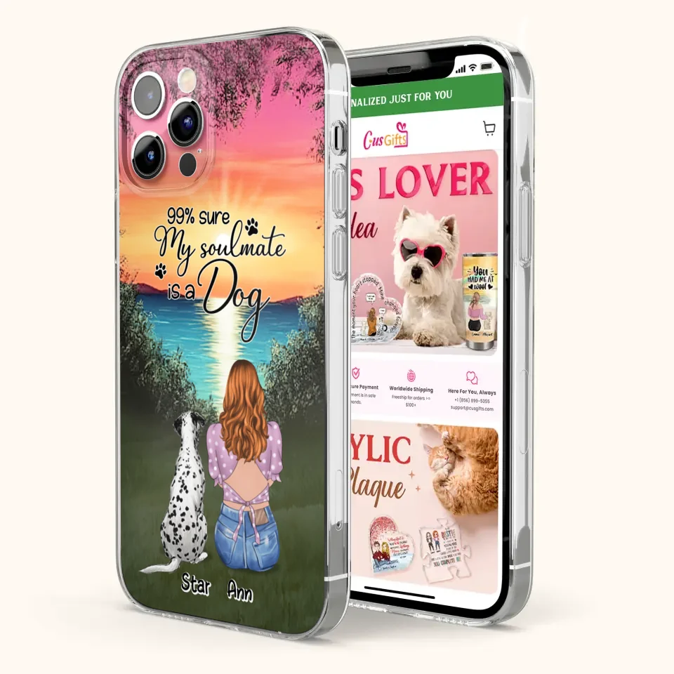 Custom Personalized Dog Mom Phone Case - Up to 4 Dogs - Gift Idea For Dog Lover - Just A Girl Who Loves Dogs - Case For iPhone And Samsung