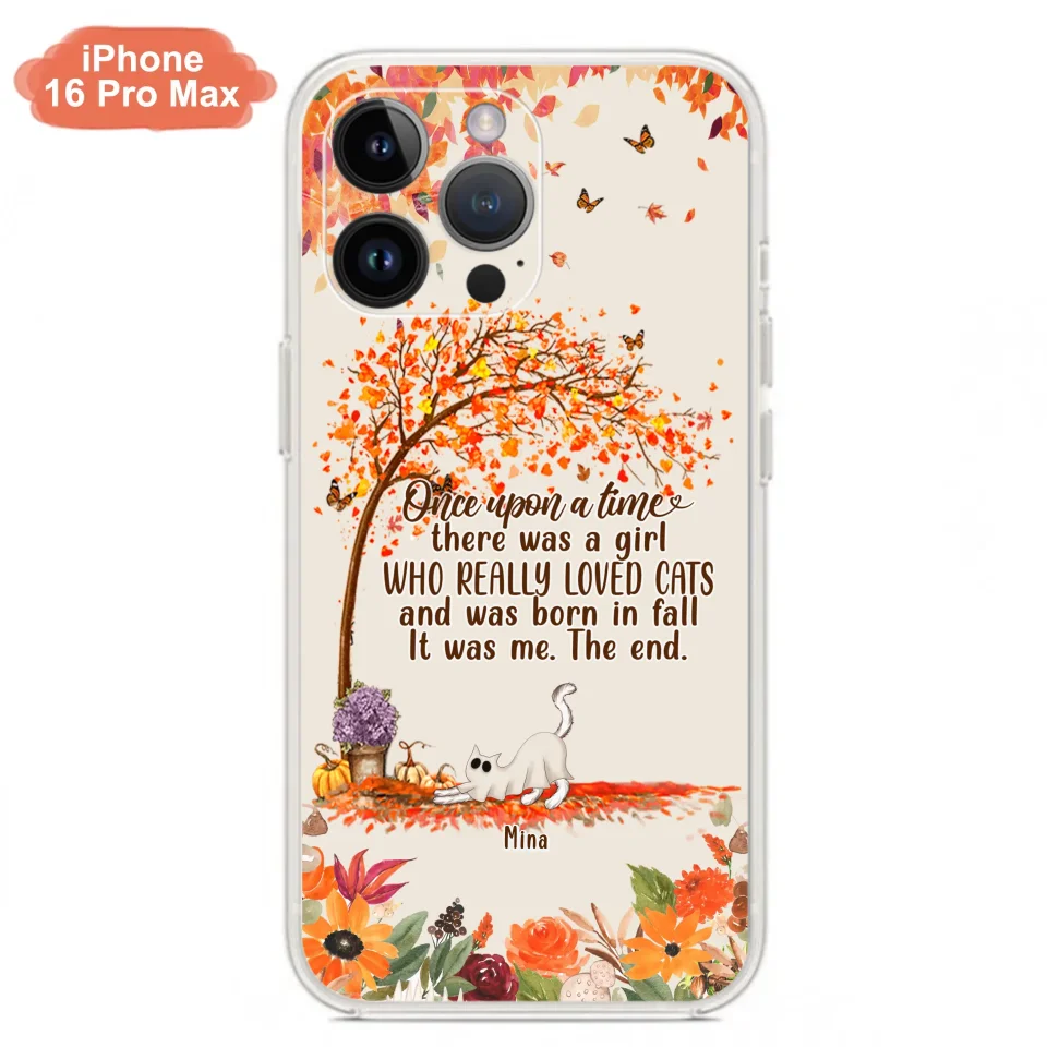 Personalized Cat & Fall Phone Case - Up to 6 Cats - Autumn Gift For Cat Lover - Once Upon A Time - Case For iPhone And Samsung
