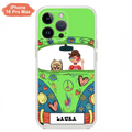 Personalized Hippie Girl Phone Case - Girl with up to 3 Pets - Case for iPhone, Samsung and Xiaomi