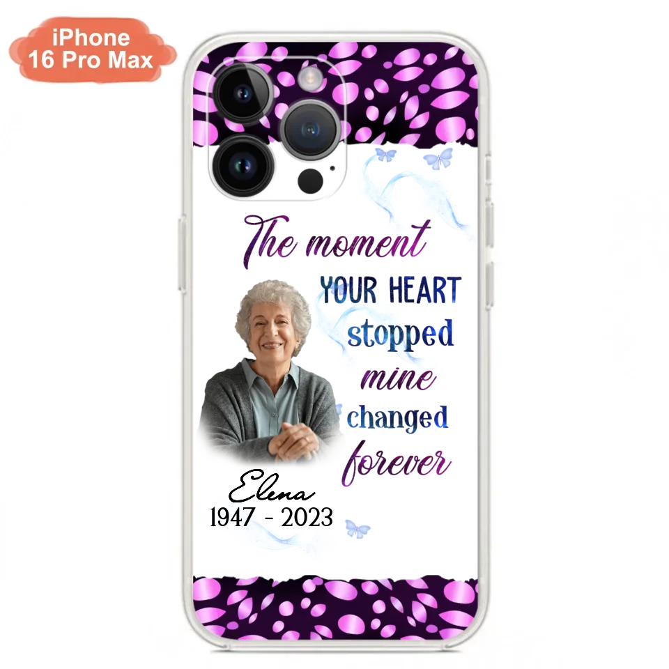 Custom Personalized Memorial Photo Phone Case - Memorial Gift For Family Member - Upload Photo - Case For iPhone/Samsung - The Moment Your Heart Stopped Mine Changed Forever