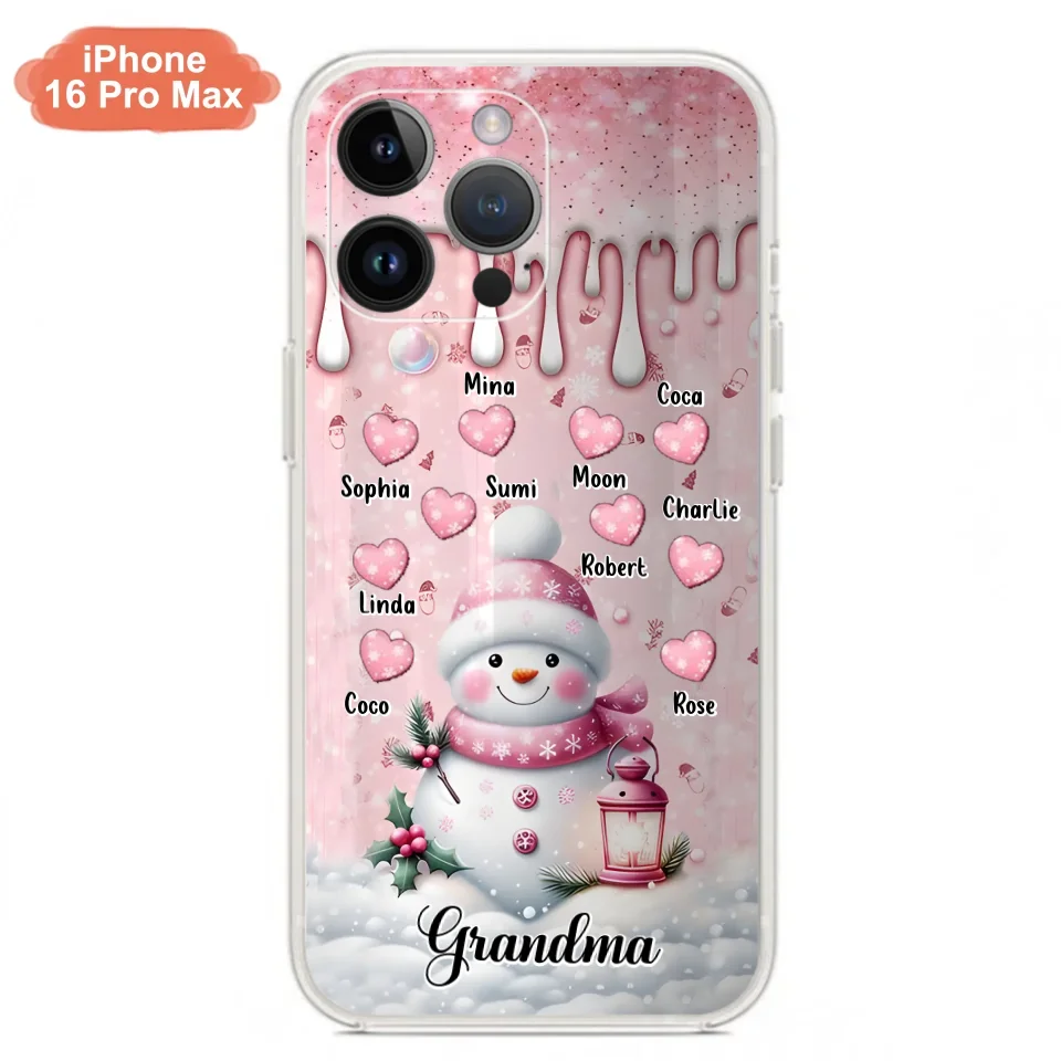 Custom Personalized Snowman Grandma Phone Case - Christmas Gift Idea For Grandma - Up to 10 Kids - Case For iPhone/Samsung - Grandma