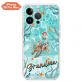 Custom Personalized Grandma Ocean Turtles Phone Case - Gift Idea For Grandma/ Mom - Up to 10 Kids - Case For iPhone/ Samsung
