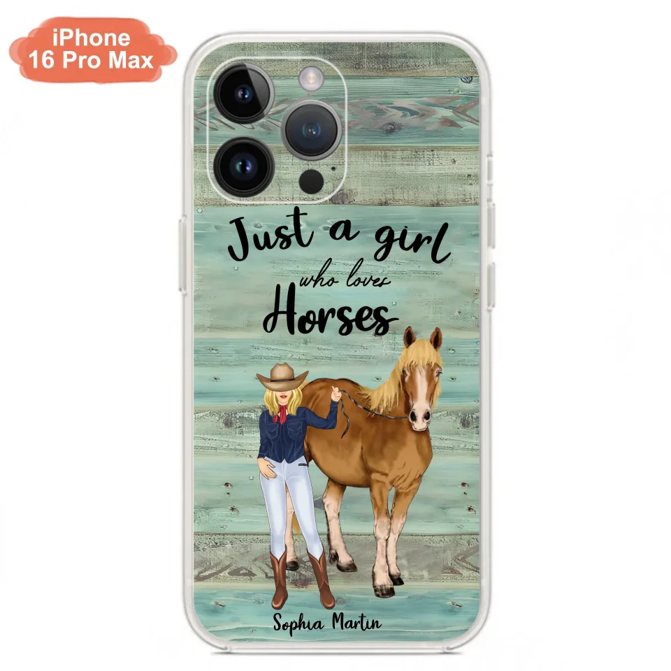 Custom Personalized Horse Lady Phone Case - Gift Idea For Horse Lovers - Just A Girl Who Loves Horses - Case For iPhone/Samsung