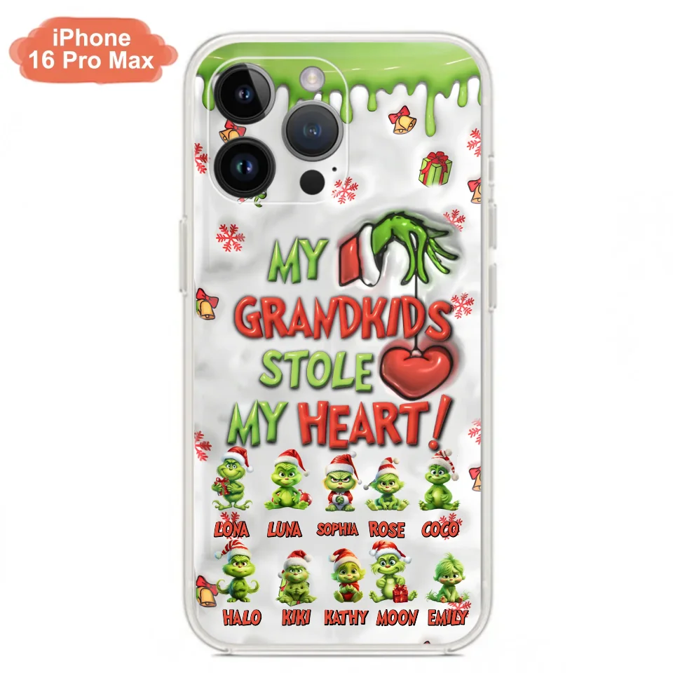 Personalized Christmas Mama Grandkid Phone Case - Gift Idea For Grandkids - Up to 10 Kids - My Grandkids Stole My Heart - Case For iPhone/Samsung