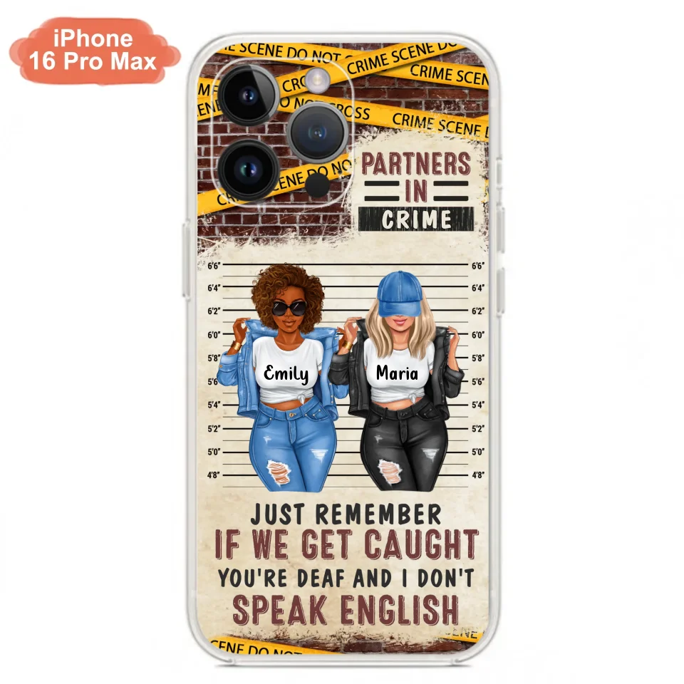 Custom Personalized Bestie Phone Case - Gift Idea For Bestie/ Sister - Upto 3 Girls - Partners In Crime - Case For iPhone And Samsung